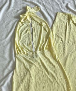 Yellow Halter Neck Maxi Dress