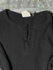 Tumblr Elena Gilbert Inspired Henley Grey Top