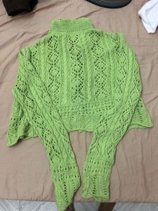 ZARA Lime Green Cable Knit Sweater