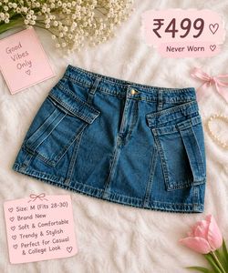 Denim Cargo Mini Skirt
