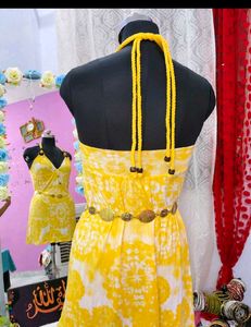 Vibrant Yellow Halter Neck Mini Dress