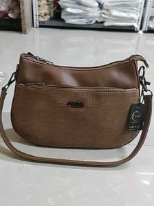Stylish Brown Croc Embossed Hobo Bag
