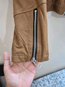 Brown lightweight Cropped Suede-Style Jacket