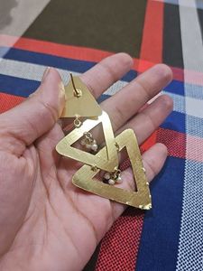 Geometric Gold Tone Dangle Earrings