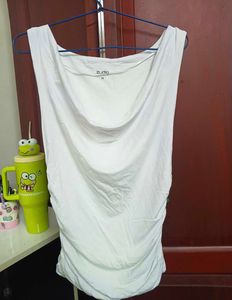 Women's White Ruched Tank Top