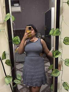 side cutout Striped Sleeveless Mini Dress