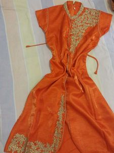Orange Embroidered Ethnic Gown
