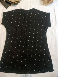 Chic Black T-Shirt with Artistic Detail