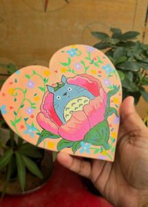 Handmade Totoro Heart Shaped Painting