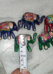 Hand-Painted Wooden Elephant Figurines