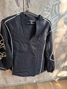 Forever New Black Embroidered Top