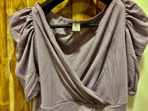 Stylish Lavender Puff Sleeve Dress