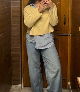 Pastel Yellow Cropped Sweater