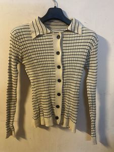 Striped Knit Button-Down Top