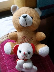 combo of Cute White Plush Toy with Red Accent