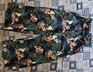 Tropical Print Wide Leg Pants