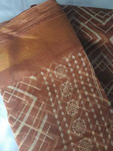 new Elegant Brown Geometric Print Saree