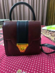 Chic Maroon &amp; Navy Handbag