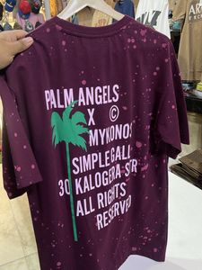 Palm Angels Burgundy Splatter T-Shirt