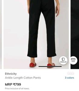 Black Ankle-Length Cotton Pants😍👌