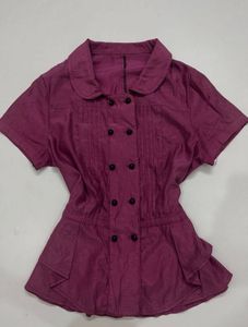 Stylish Purple Double-Breasted Top