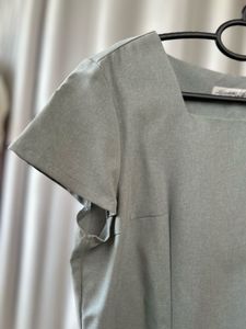 Chic Grey Square Neck Top