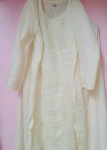 Elegant Cream Lace Kurta