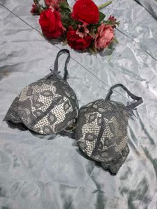 Elegant Grey Lace Bra