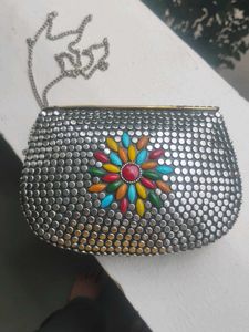 Boho Embellished Clutch with Chain