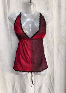 69. Sheer Red Halter Neck Lingerie Top