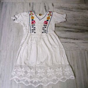 Boho Embroidered White Dress