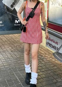 y2k Red Gingham Summer Dress