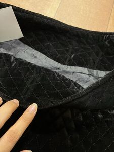 Black Quilted Velvet Ultra Mini Skirt