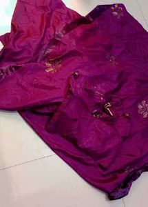 Vibrant Purple Embroidered Silk Saree