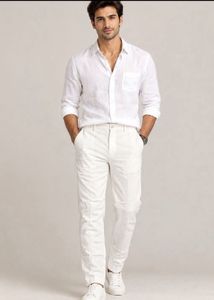 Zara Men's White Linen Pants