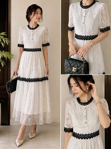 Elegant White Lace Midi Dress