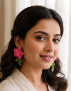 Rose Crochet Statement Earrings