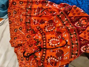Vibrant Orange ethnic skirt