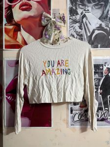 White "You Are Amazing" Cropped Top