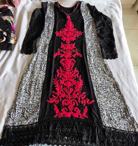 Embroidered Black Kurta