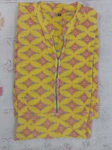 Yellow Printed anarkali