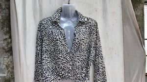 34209. Chic Animal Print Wrap Top