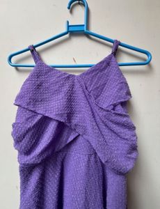 Cute Purple Ruffle one peace side zeeper