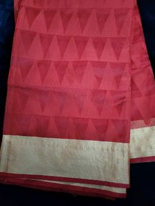 Elegant Red Saree with Gold Border