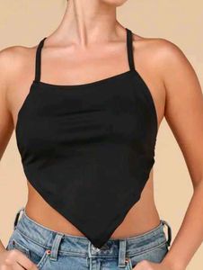 Black Tie-Back Halter Top