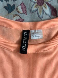 Peach Ribbed Crop Tee