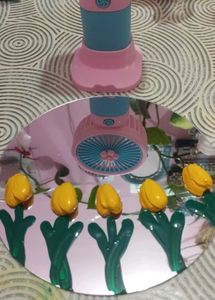 Cute tulip flower mirror art with pista shells
