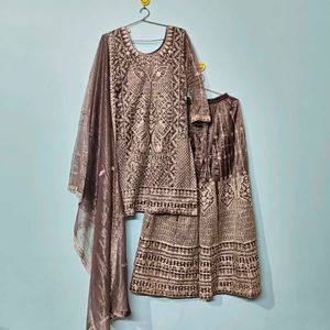 eid special Elegant Embroidered Kurta Palazzo Set