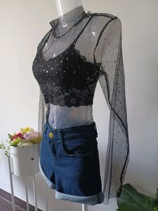 Glitter Grunge Mesh Top