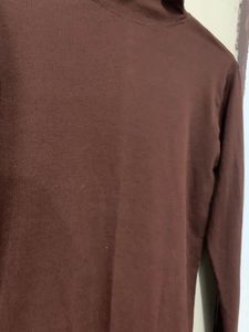 Brown Mock Neck Long Sleeve Top